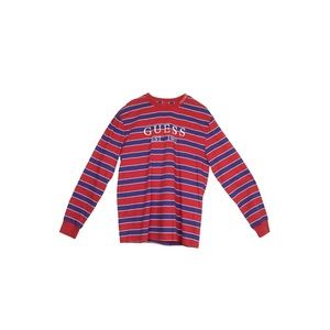 Guess Men’s Red and Purple Striped Long Sleeve Shirt